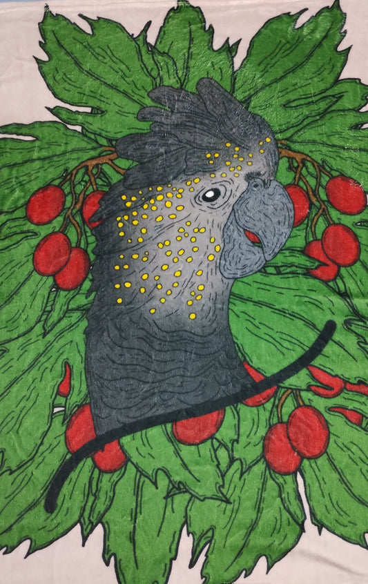 Black Glossy Cockatoo - Throw Blanket